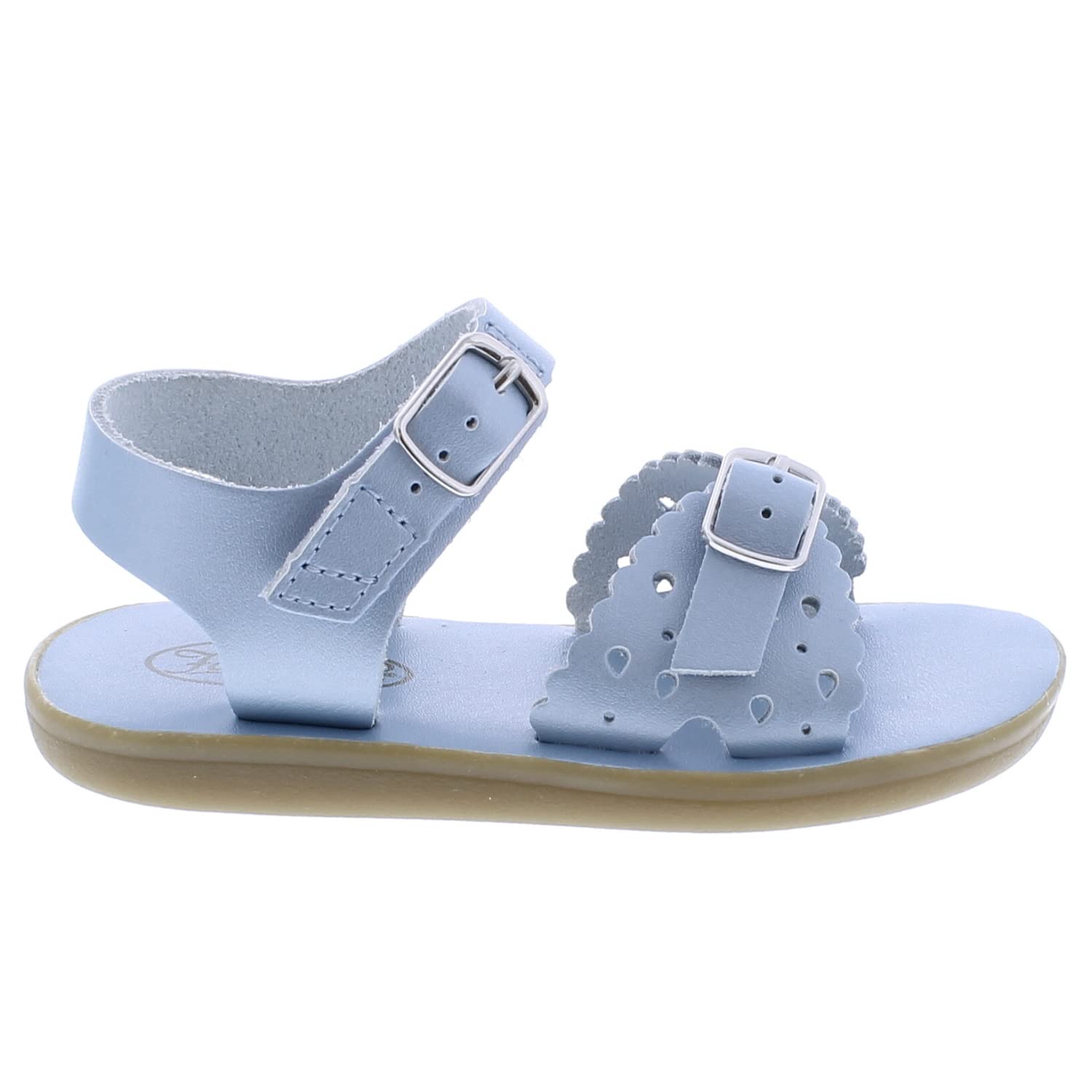 FOOTMATES Ariel and Eco-Ariel Waterproof Sandals for Girls and Boys - Microfiber Vegan Nappa with Slip-Resistant Non-Marking Outsoles and Strap-Closure, Blue Pearl Micro - 12 Little Kid (4-8 Years)