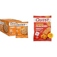 Quest Nutrition Peanut Butter Protein Cookie, High Protein, Low Carb, 12 Count & Cheese Crackers, Cheddar Blast, High Protein, Low Carb, Made with Real Cheese, 12 Count (1.06 oz bags)
