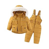 Snowsuit Set Coat Down Bib Kids + Piece Jacket Hooded 2 Baby Girls Pants Cartoon Girls Warm Winter Jackets for Big