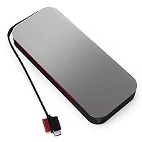 Lenovo Go USB-C Laptop Power Bank (20000 mAh) - 65W - USB-C and USB-A Ports - Fast Charging Portable Power Station with Integrated Cable - Model PBLG2W - Storm Grey
