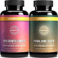 Primal Harvest Hair Growth Vitamins & Bone Health Supplements for Women and Men Hair Capsules and Calcium Carbonate Pills Bundle