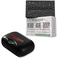 Bossman 4-in-1 Men's Bar Soap and Travel Soap Container Set