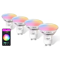 GU10 Smart Light Bulbs, RGB Color Changing LED Bulb, Compatible with Alexa & Google Assistant, Dimmable with App, 50W Equivalent Track Light Bulb, No Hub Required, 2.4G WiFi Only, Pack of 4