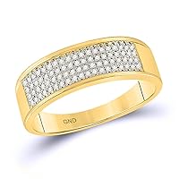 The Diamond Deal 10kt Yellow Gold Mens Round Diamond Wedding Band Ring 1/4 Cttw