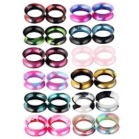 TIANCI FBYJS 24pcs Colorful Silicone Ear Gauges Double Flared Ear Tunnels And Plugs Set Stretchers Expander Ear Piercing Jewelry For Men Women