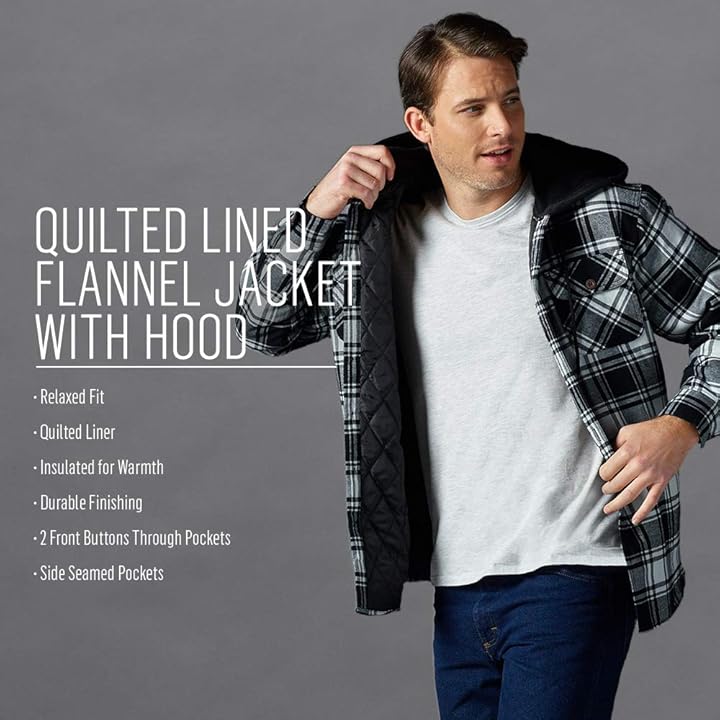 Mua Wrangler Authentics Men's Long Sleeve Quilted Lined Flannel Shirt Jacket  with Hood trên Amazon Mỹ chính hãng 2022 | Fado