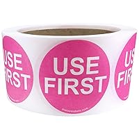 Dissolvable Use First Labels for Food Rotation Shelf Life Prep 2 Inch Round Circle Dots 500 Adhesive Stickers
