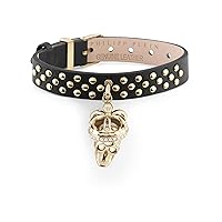 Philipp Plein Womens Gold $kull Crown Crystal Calf Leather Bracelet