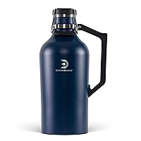 DrinkTanks Craft Growler, Passivated Stainless Steel Growlers for Beer, Leakproof and Vacuum Insulated Beverage Tumbler, Easy-to-Use Soda, Wine, or Coffee Tumbler with Handle, 128 oz