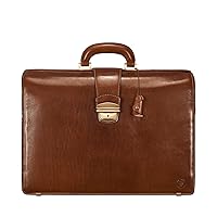 Maxwell Scott - Luxury Leather Large Lawyer Briefcase for Men - Top Handle with Key Lock - Made in Italy - The Basilio Large