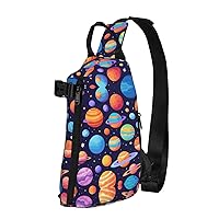 Planet Pattern Print Unisex Tactical Shoulder Crossbody Backpack Cross Bag Adjustable Sling Bag