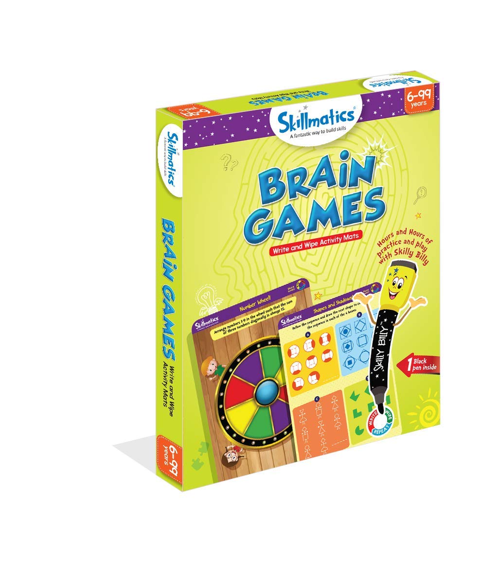 Skillmatics Educational Game - Brain Games, Reusable Activity Mats with Dry Erase Marker, Gifts, Travel Toy, Ages 6 and Up
