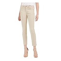 7 For All Mankind Womens Beige Zippered Pocketed Straight Leg Jeans Juniors 12