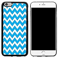 Chunky Chevron Sky Blue Zig Zag Design iPhone 6/6s Plus Hybrid Case Cover, Black