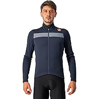 Castelli Men's Puro 3 Jersey FZ, Fleece Insulated Long Sleeve Zip Up with High Collar for Road and Gravel Biking I Cycling