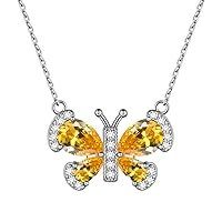 Women 12 Birthstone Butterfly Jewelry 925 Sterling Silver Animal Crystal Minimalist Necklaces/Earrings/Rings/Bracelets Jewellery
