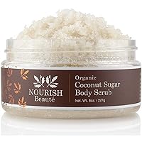 Nourish Beaute Organic Sugar Body Scrub for Exfoliation and Cellulite, Hydrates and Moisturizes Skin While Improving Skin Tone and Texture, 8 oz, Coconut