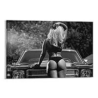 Oil Painting Art Wall Printing Poster Hot Girl Sexy Perfect Body Sports Car Sexy Beauty Poster Oil P Canvas Wall Art Prints for Wall Decor Room Decor Bedroom Decor Gifts 12x18inch(30x45cm) Frame-sty