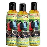 Ayurvedic Hair Care Adivasi Herbal Hair Oil | Hairfall, Hair Repair, Scalp Care, Haircare Anti Dandruff Stress Relief Splits Men & Women - Pack of 3-1.76 Oz