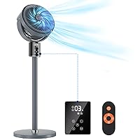 Floor Fans Oscillating Quiet w/Remote LED Touch,Standing Fan for Home Bedroom,70°+90° Pedestal Tabletop Fan for Cooling/Sleep,100ft Air Circulator Fan,Adjustable Height,3 Speeds/Modes,12H Timer