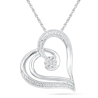 DGOLD Sterling Silver White Round Diamond Heart Pendant (0.03 CTTW)