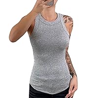 Tight Shirts for Women 2024 Solid Color Classic Fashion Casual Slim Fit with Sleeveless Round Neck Tank Tops