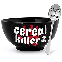 Nefelibata Halloween Black Cereal Killer Bowl and Spoon Set Father's Day Man‘s Birthday Retirement Engraved Funny Gift for Him Papa's Grandfather's Uncle's Friend's Present Set of 2