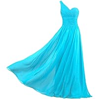 Women's Chiffon One Shoulder Prom Dresses Long Bridesmaid Gowns