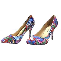 Women Pumps Shoe Pointed Toe Luxury Work Party Stiletto Heels Slip-On Fashion Girls Retro Flower Pump Shoes
