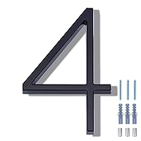 5 Inch Floating House Number 4, VONDERSO Black Metal Modern Outdoor Address Sign for Yard Street and Mailbox, Zinc Alloy Solid Address Numbers and Letters with Exquisite Drawing Process