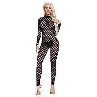 Jumpsuit Sexy Solid Color Hollow-Out See-Through Net Jumpsuit