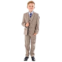 Boys' Herringbone Three Pieces Suit Notch Lapel Jacket Pants Vest Tuxedos Formal Daily Dinner