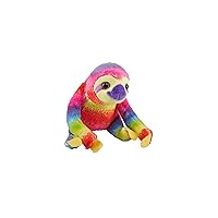 Wild Republic Pocketkins Eco Rainbow Sloth, Stuffed Animal, 5 Inches, Plush Toy, Made from Recycled Materials, Eco Friendly