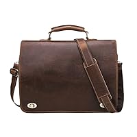 Men Vintage Genuine Leather Briefcase Business Portfolio Document Laptop 15.4'' Suitcase Shoulder Messenger Bag