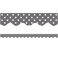 Teacher Created Resources Gray Polka Dots Scalloped Border Trim (5495)