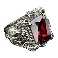Retro Vintage 925 Sterling Silver Dragon Claw Ring with Stone Punk Jewelry for Men Boys Size 8-13