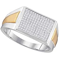 TheDiamondDeal 10kt Two-tone White Gold Womens Round Diamond Rectangle Cluster Ring 1/3 Cttw