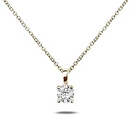 Diamond 4-claw Solitaire Pendant in 14K Yellow Gold with 0.18ct certified GIA Diamonds (VS clarity, H color)