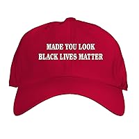 Function - Made You Look Black Lives Matter Red Hat Embroidered Adjustable BLM Mens Womens Unisex Equality Anti Racism