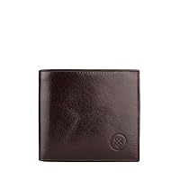 Maxwell Scott - Luxury Leather RFID Billfold Wallet with Coin Pouch Pocket for Men - The Ticciano RFID Dark Brown