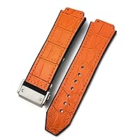20mm 22mm Cowhide Rubber Watchband 25mm * 19mm Fit for Hublot Watch Strap Calfskin Silicone Bracelets Sport (Color : 15, Size : 25x19x22mm)