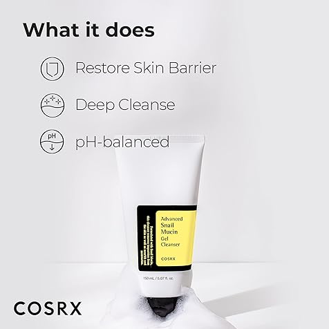 COSRX Advanced Snail Mucin Gel Cleanser, 5.07 Fl Oz / 150 mL | Rich Daily Deep Cleansing Gel for Dry & Sensitive Skin | Korean Skincare, Not Tested on Animals, No Parabens