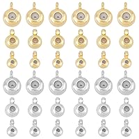 SUPERFINDINGS 36Pcs 6 Style Hanger Links Insert Rubber Stopper Bail Beads with Loop Brass Tube Bails with Loop Golden & Platinum Spacer Beads Bail for DIY Jewelry Making