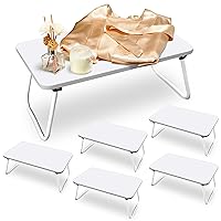6 Pcs Bed Table Trays Breakfast Trays with Folding Legs White Foldable Lap Desks Serving Food Trays for Eating on Bed Sofa Laptops Sleepover Slumber Party Kids Adult