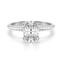 Siyaa Gems 2.50 CT Oval Cut Colorless Moissanite Engagement Ring Wedding Birdal Ring Diamond Ring Anniversary Solitaire Halo Promise Vintage Antique Gold Silver Ring Gift
