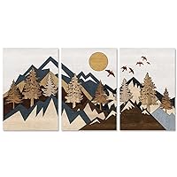 3 Piece Mountain Wall art, Geometric Mountain Pictures Print on Canvas , Modern Abstract Geometric Wall Decor , for Living Room Bedroom Home Office Kitchen Room Decor,16x24in