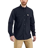 Carhartt mens Force Relaxed Fit Lightweight Long- Sleeve Work Utility T Shirt, Navy, Large US