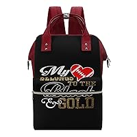 My Heart Belongs to Black Gold Multifunction Diaper Bag Backpack Large Capacity Travel Back Pack Waterproof Mommy Bags