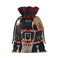 WURTON Basketball Print Christmas Wrapping Bags Gift Bag With Drawstring Xmas Goodie Bags Party Favors