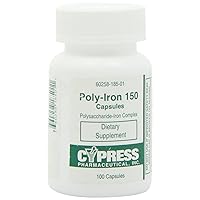 Dietary Supplement - Poly Iron Capsules 150 mg (100 caps per bottle) by Cypress Pharmaceutical #185-01 (1 Bottle of 100 Caps)